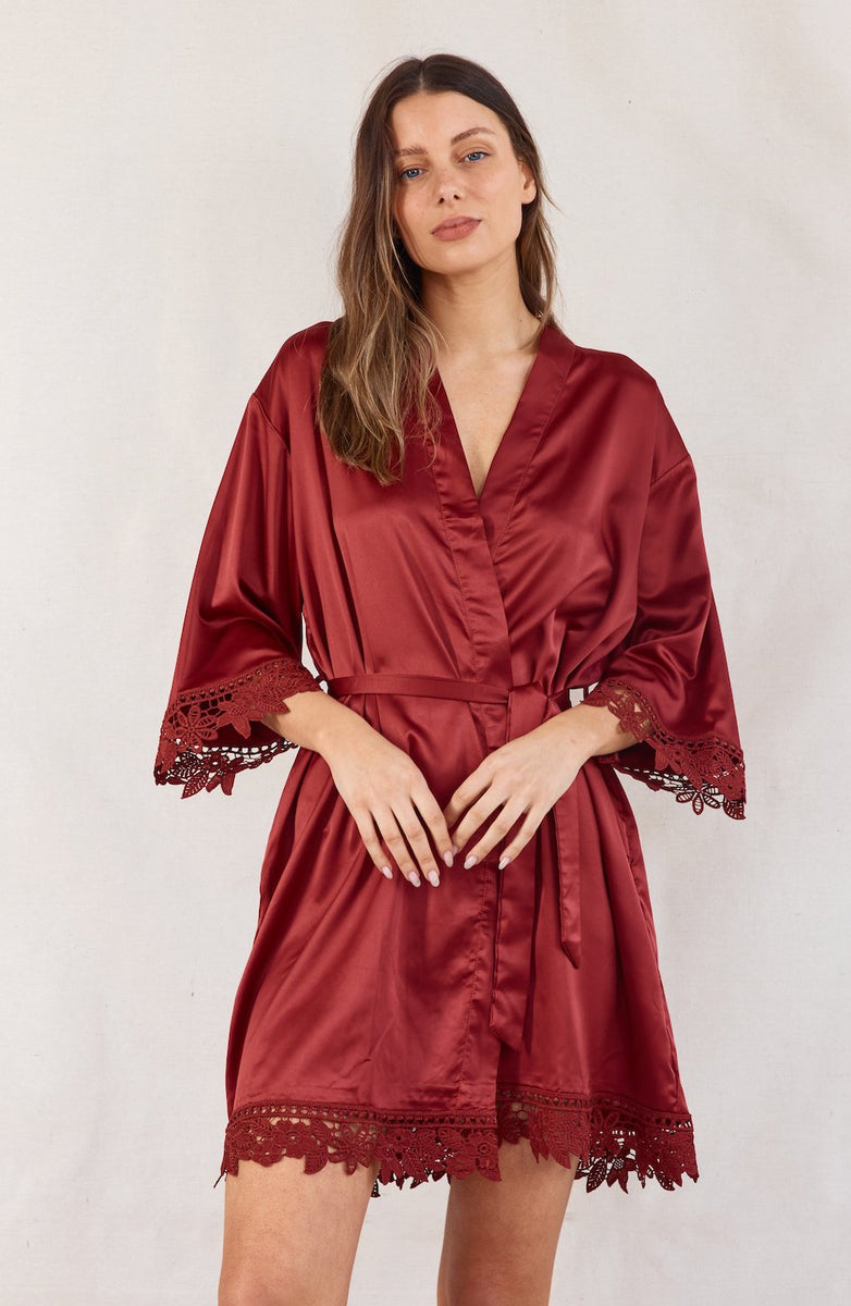 Ella Copper Rose Satin Robe | Bridal Party Robes | Bridesmaids Only